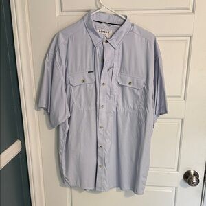 Poncho Light Blue Short-Sleeve Casual Button-Down Shirt - XL Regular Fit